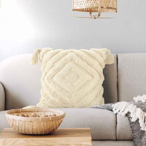 Buy Cushion cover - White Square Diamond Tufted Throw Cushion Cover For Living Room Bedroom & Home by Sashaa World on IKIRU online store