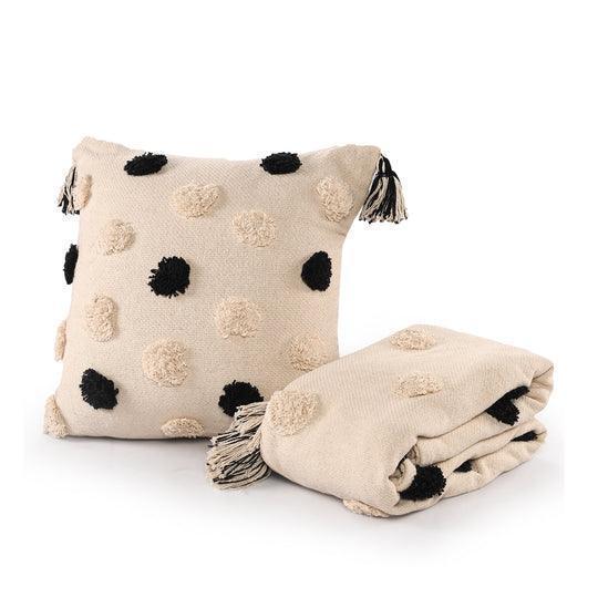 Buy Cushion - Monochromatic Polka Dot Tufted Cushion Throw Set For Living Room & Bedroom by Sashaa World on IKIRU online store