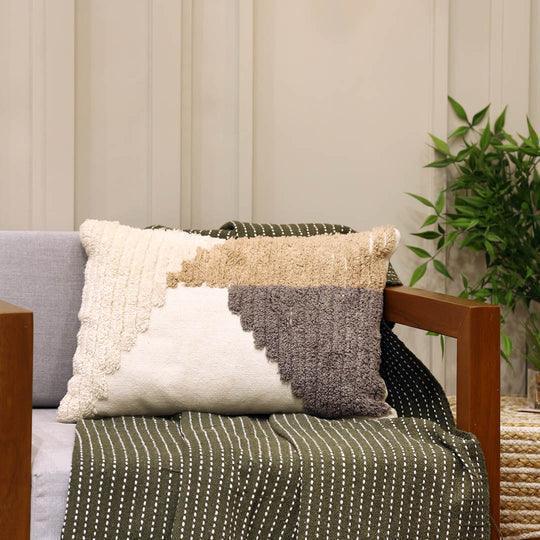 Buy Cushion - Natural Brown Cotton Geometric Tufted Cushion For Living Room & Home by Sashaa World on IKIRU online store