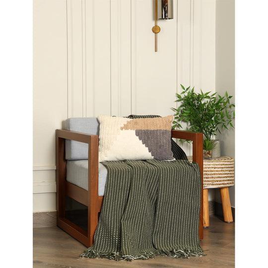 Buy Cushion - Natural Brown Cotton Geometric Tufted Cushion For Living Room & Home by Sashaa World on IKIRU online store