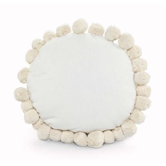 Buy Cushion - White Cotton & Polyester Round Pompom Cushion For Living Room Bedroom & Home by Sashaa World on IKIRU online store