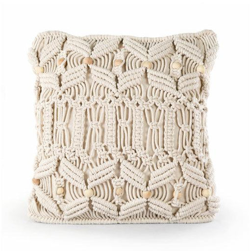 Buy Cushion - White Macrame Decorative Square Cushion with Beads For Living Room Bedroom & Home by Sashaa World on IKIRU online store