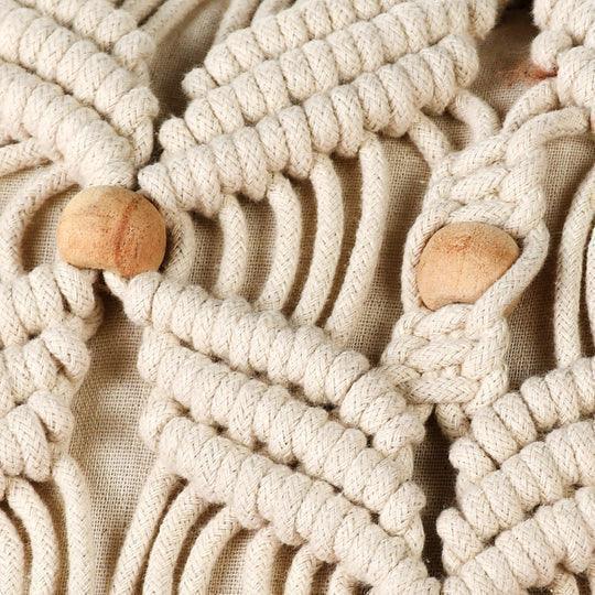 Buy Cushion - White Macrame Decorative Square Cushion with Beads For Living Room Bedroom & Home by Sashaa World on IKIRU online store