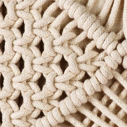 Buy Cushion - White Square Cotton & Polyester Macrame Decorative Cushion with Beads For Living Room Bedroom & Home by Sashaa World on IKIRU online store