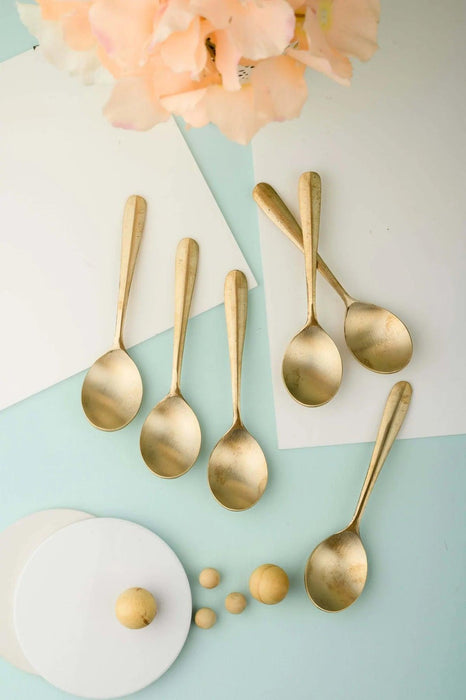 Buy Cutlery - Bronze Utensils | Solid Kansa Dinner Spoon Set of 6 Bronze Spoons by Kansawala on IKIRU online store