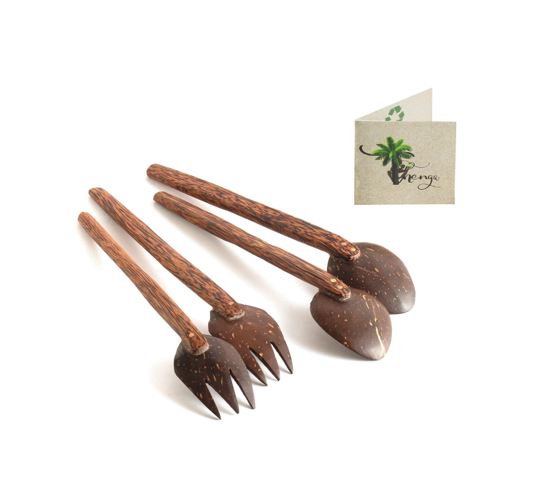 Buy Cutlery - Classy Coconut Shell Spoon & Fork Set Of 2 | Wooden Cutlery For Dining Table & Home by Thenga on IKIRU online store