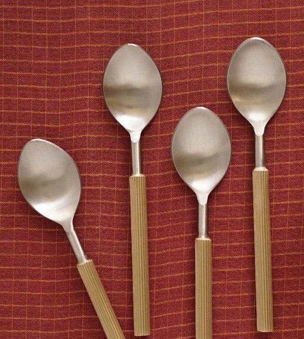 Buy Cutlery - Dariya Brass & Steel Table Spoon For Dinner Set Of 4 | Cutlery For Kitchen & Dining Table by Courtyard on IKIRU online store