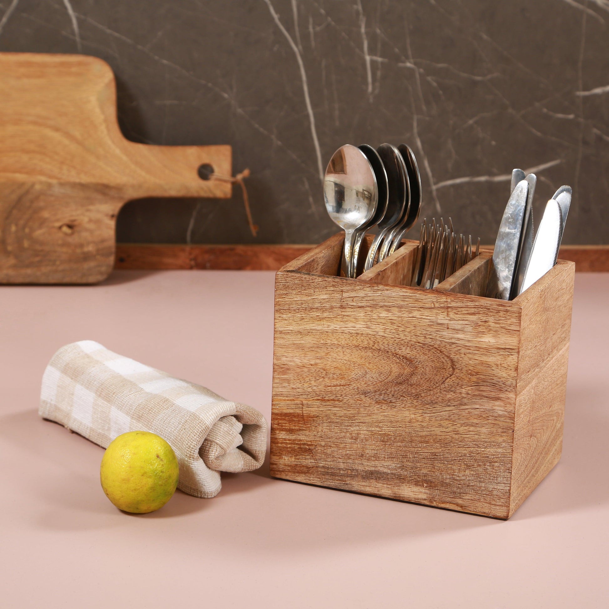 Buy Cutlery stand - Aachman Wood Cutlery Stand with 2 Sections For Table Decor Home & Kitchen by Manor House on IKIRU online store