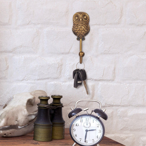 Buy Decor Objects - Antique Owl Shaped Brass Key Holder | Key Hook For Wall by House of Sajja on IKIRU online store