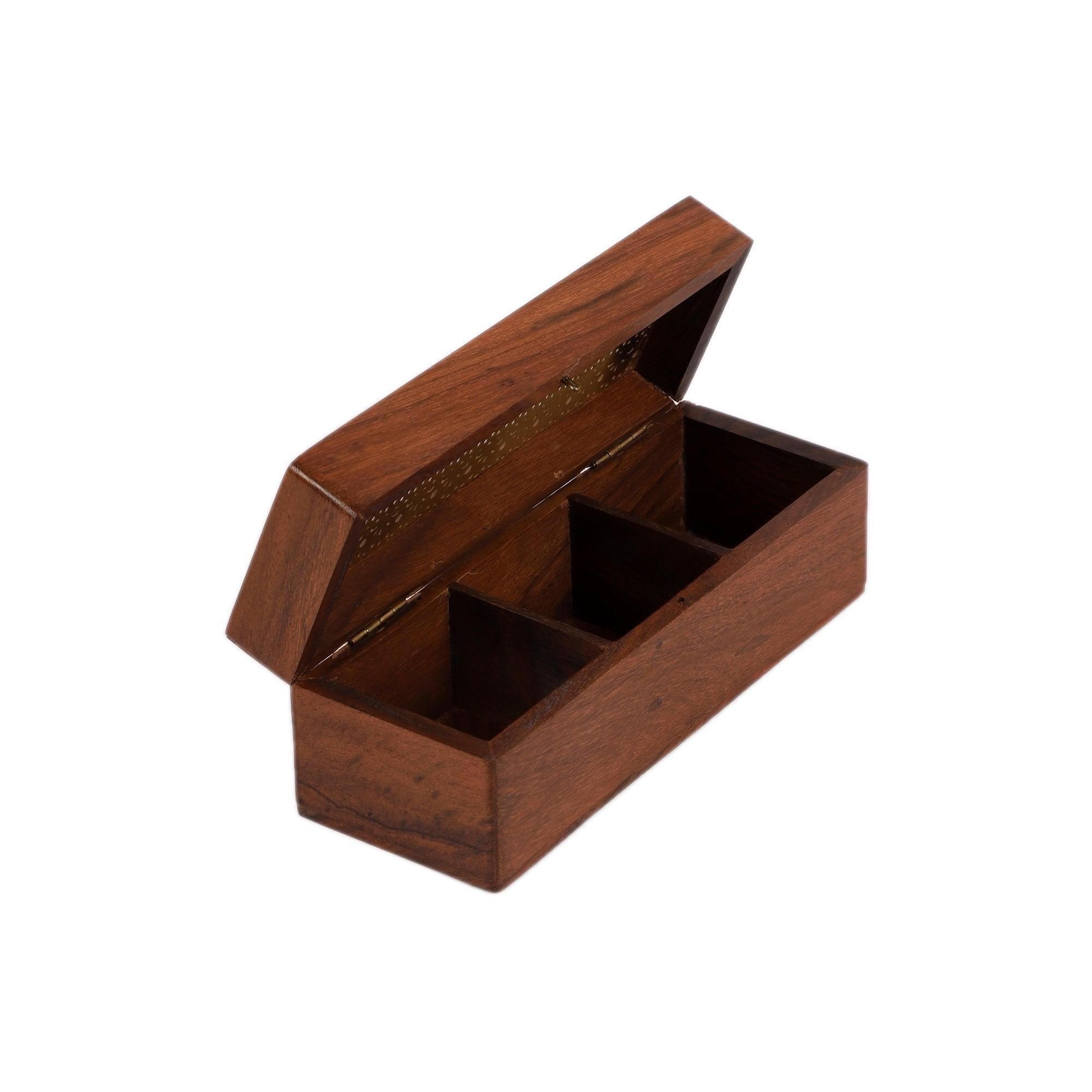 Buy Decorative Storage Boxes - Pavitra Wooden & Brass Multipurpose Storage Box For Dryfruits & Jewellery | Festival Gifting Piece by Courtyard on IKIRU online store