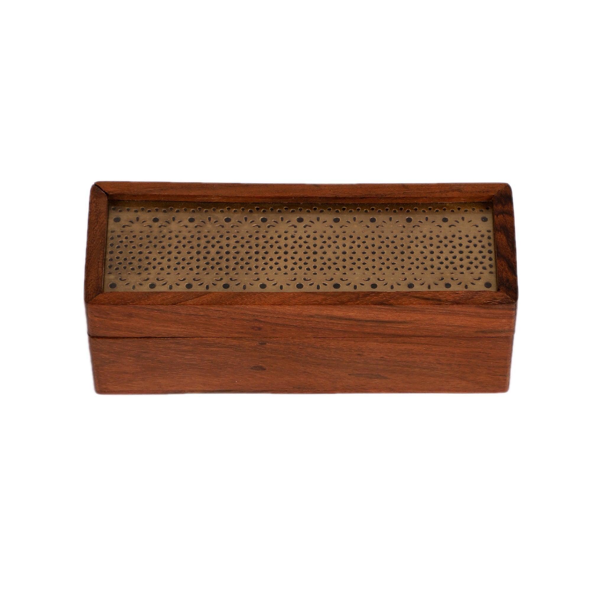 Buy Decorative Storage Boxes - Pavitra Wooden & Brass Multipurpose Storage Box For Dryfruits & Jewellery | Festival Gifting Piece by Courtyard on IKIRU online store