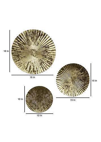 Buy Decorative Wall Plates - Gold Foil Motif Hammered Decorative Wall Plates Set Of 3 For Decor by Amaya Decors on IKIRU online store