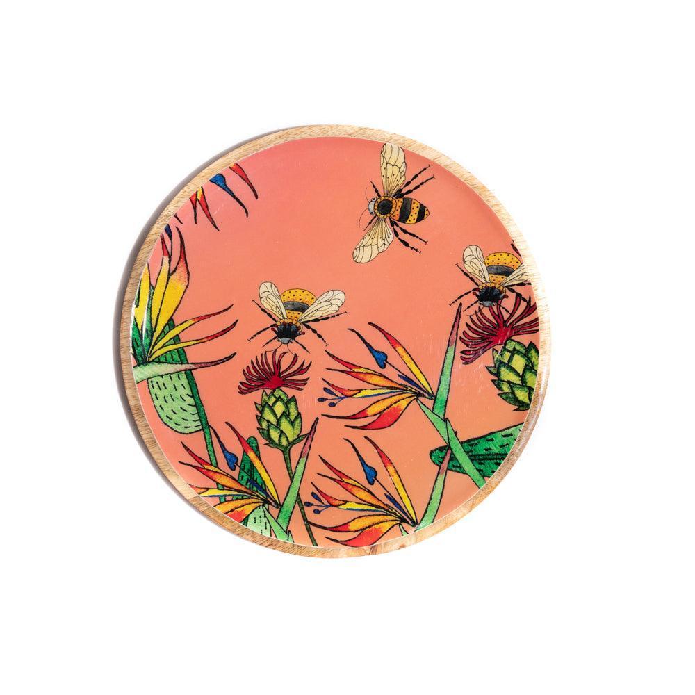 Buy Decorative Wall Plates - Paradise Mango Wood Wall Plate | Wall Decor Round Frame Printed For Home Decor by Manor House on IKIRU online store