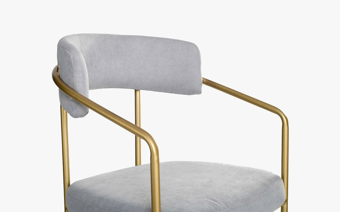 Buy Dining Chair - Brass Finish Modern Art Deco Dining Chair & Cushioned Armchair Stool by Orange Tree on IKIRU online store