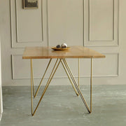 Buy Dining Table - Natural & Brass Finish Modern Art Deco Wooden Dining Table For Home by Orange Tree on IKIRU online store