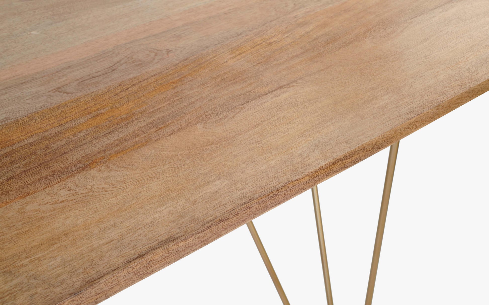 Buy Dining Table - Natural & Brass Finish Modern Art Deco Wooden Dining Table For Home by Orange Tree on IKIRU online store