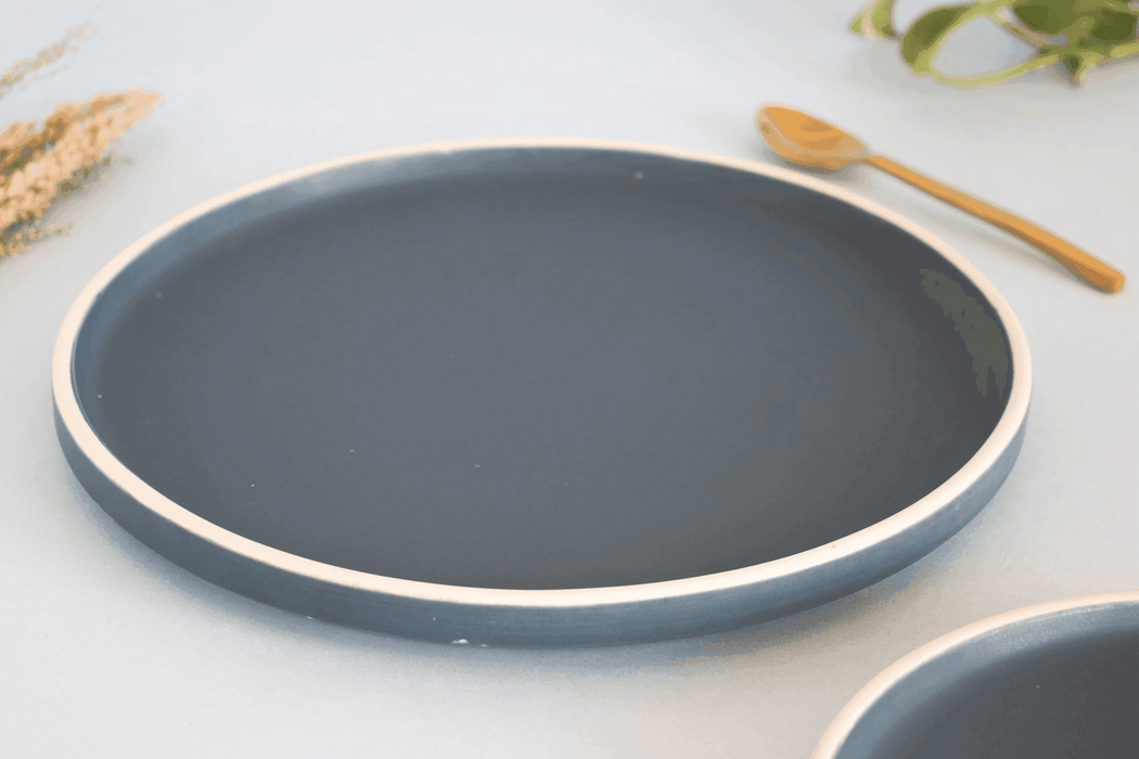 Buy Dinner Plates - Berlin Dark Blue Round Dinner Plate Stoneware Finish For Home & Restaurant | Gifting Kitchenware by The Table Fable on IKIRU online store