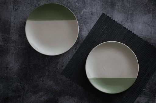 Buy Dinner Plates - Gardenia Olive Green & White Round Plates For Home | Gifting Plate Set Of 2 by The Table Fable on IKIRU online store