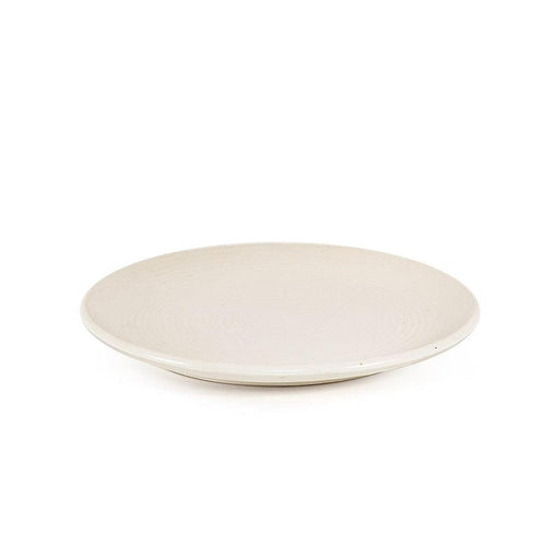 Buy Dinner Plates - Mizo Ceramic Side Plate | Round Quarter Dish Cream Colour and Ribbed Texture by Home4U on IKIRU online store