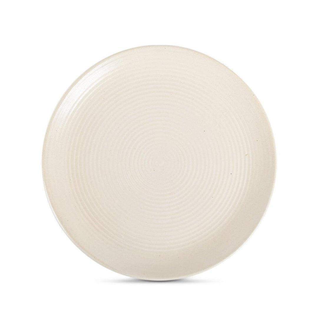 Buy Dinner Plates - Mizo Round Ceramic Dinner Plate | Cream Color and Ribbed Texture Large Size by Home4U on IKIRU online store