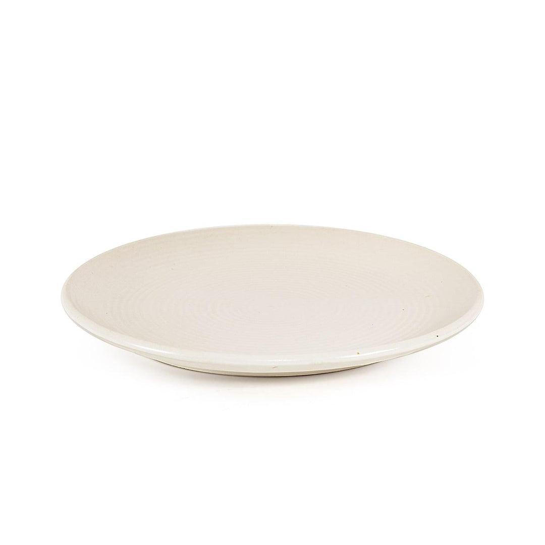 Buy Dinner Plates - Mizo Round Ceramic Dinner Plate | Cream Color and Ribbed Texture Large Size by Home4U on IKIRU online store