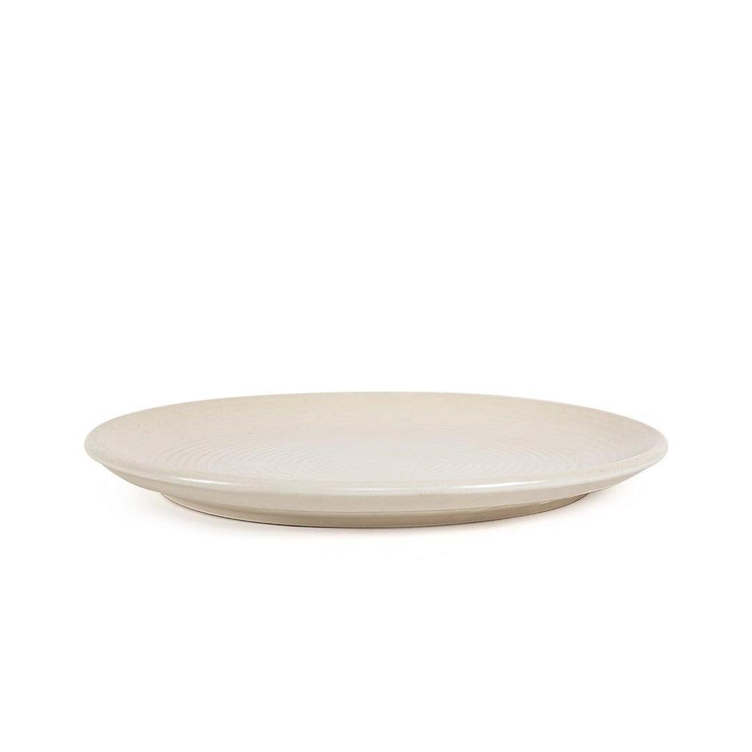 Buy Dinner Plates - Mizo Round Ceramic Dinner Plate | Cream Color and Ribbed Texture Large Size by Home4U on IKIRU online store
