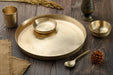 Buy Dinner Set - Bronze Utensils | Kansa Thali Dinner Set of 5 Bronze Bartan - 1 Thali 1 Sabzi Bowls 1 Dessert Bowl 1 Spoon & 1 Glass by Kansawala on IKIRU online store