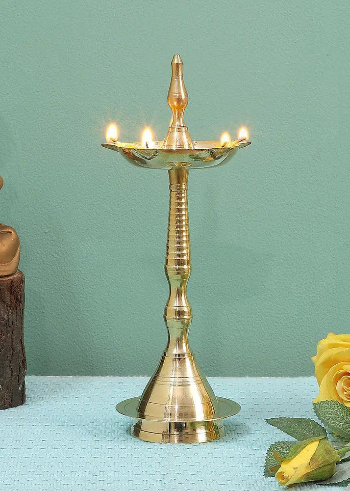 Buy Diya & Diya Stand - Golden Brass Deepak Set Of 2 | Samai Diya For Pooja Essentials by Amaya Decors on IKIRU online store