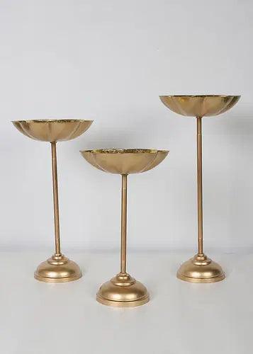 Buy Diya & Diya Stand - Golden Flower Foil Detachable Tealight Candle Holder With Stand by Amaya Decors on IKIRU online store