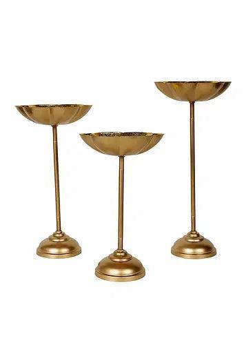 Buy Diya & Diya Stand - Golden Flower Foil Detachable Tealight Candle Holder With Stand by Amaya Decors on IKIRU online store