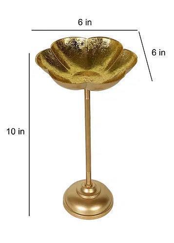 Buy Diya & Diya Stand - Golden Flower Foil Detachable Tealight Candle Holder With Stand by Amaya Decors on IKIRU online store