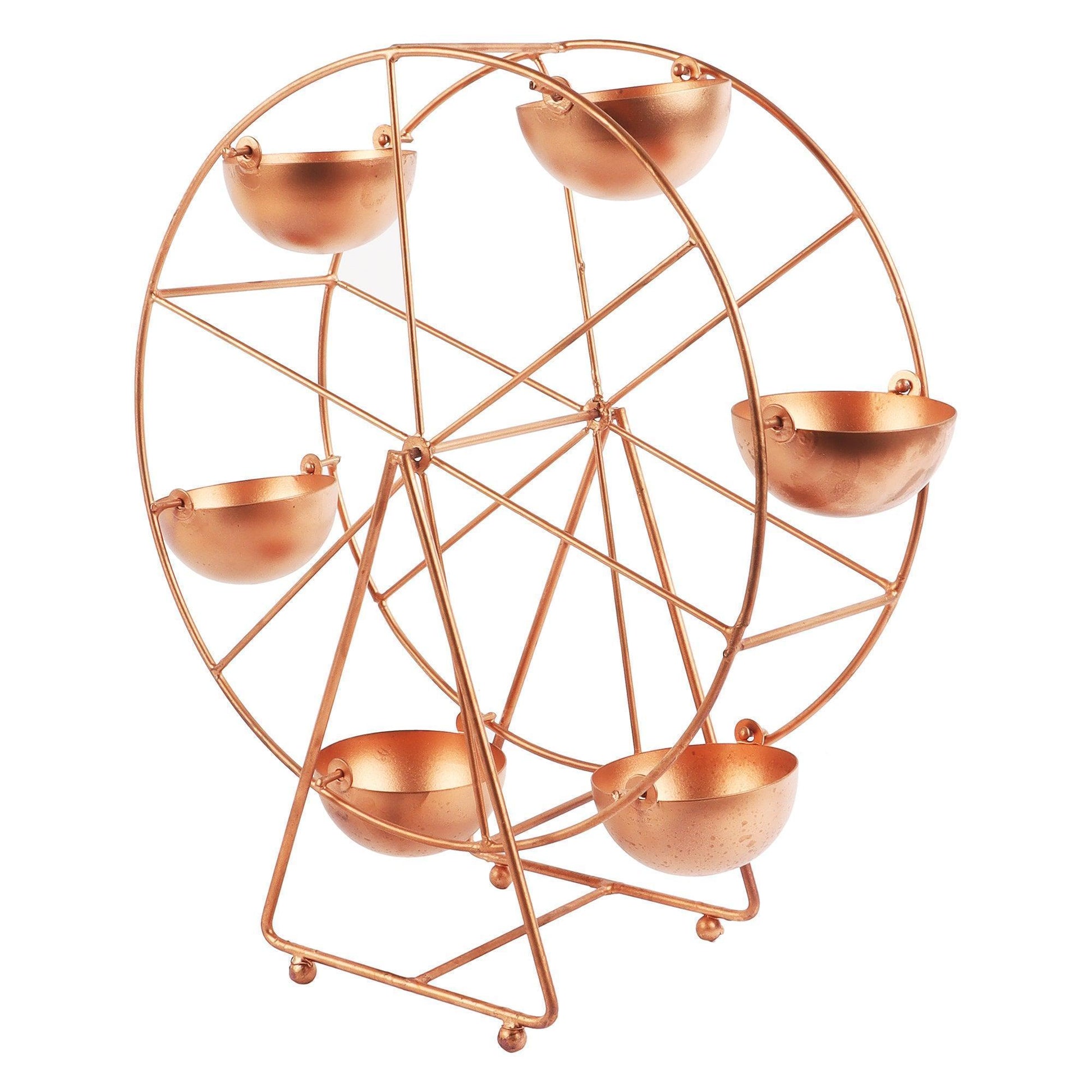 Buy Diya & Diya Stand - Metal Decorative Giant Wheel Tealight Holder | Round Diya Stand by Amaya Decors on IKIRU online store