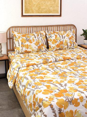 Buy Dohar - Himalayan Poppies Yellow Cotton Doha | Summer Blanket For Bedroom by House this on IKIRU online store