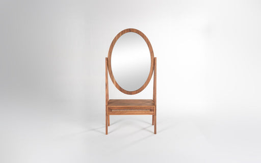 Buy Dressing Table - Stylish Wooden Dressing Table With Drawer | Modern Oval Mirror Table For Home & Bedroom by Orange Tree on IKIRU online store