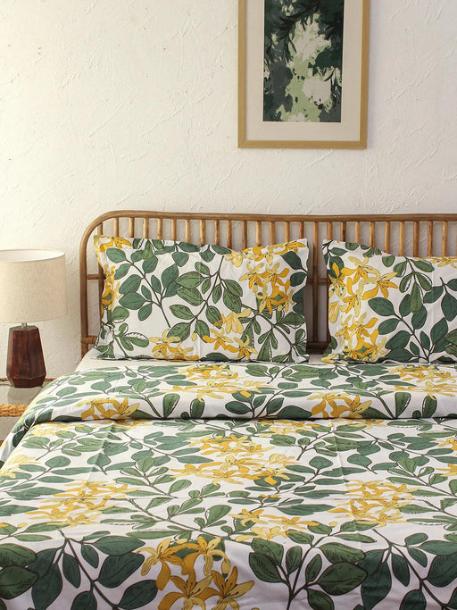 Buy Duvets Covers - Moringa Green And White Printed Duvet Cover | Cotton Rajai Cover For Bedroom by House this on IKIRU online store