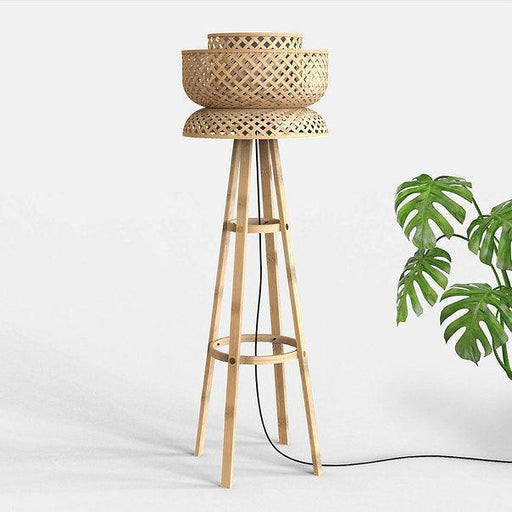Buy Floor Lamp - Bamboo Wood Decorative Lotus Floor Lamp | Standing Light For Home Decor by Mianzi on IKIRU online store