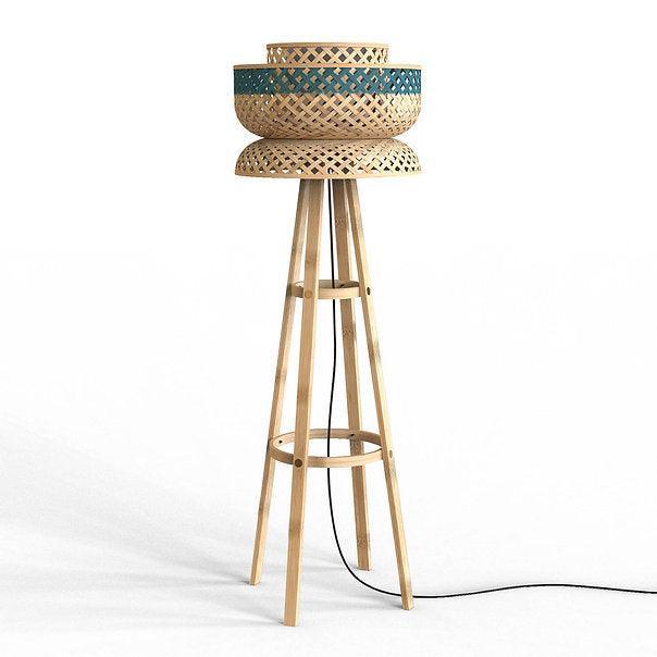 Buy Floor Lamp - Bamboo Wood Decorative Lotus Floor Lamp | Standing Light For Home Decor by Mianzi on IKIRU online store