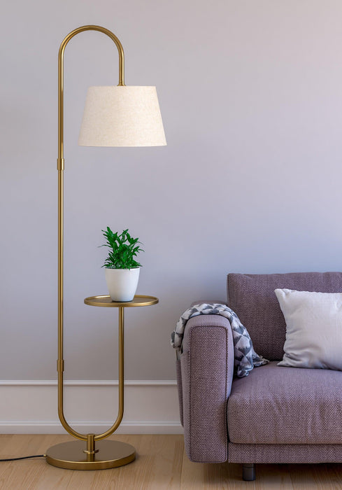 Buy Floor Lamp - Brass Antique Curved Floor Lamp With Table Shelf For Home Decor by KP Lamps Store on IKIRU online store