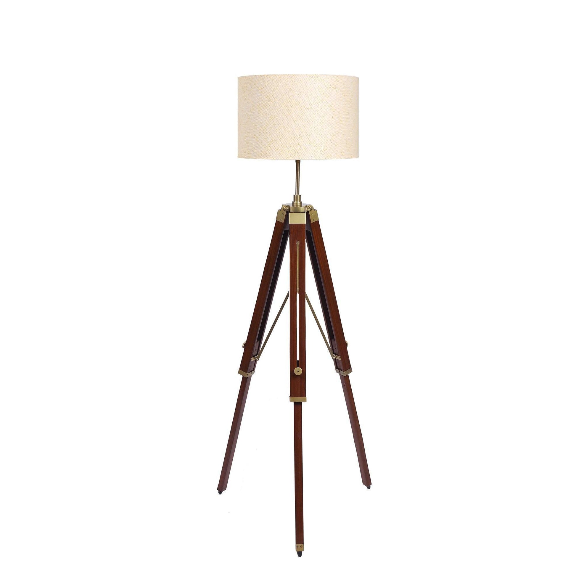 Buy Floor Lamp - Brass Wooden Standing Tripod Floor Lamp by KP Lamps Store on IKIRU online store