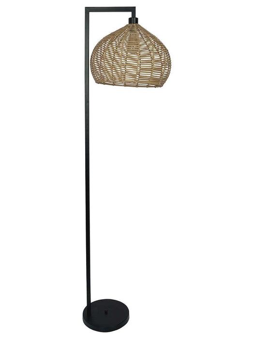 Buy Floor Lamp - Contemporary Metallic Standing Floor Lamp Light with Handcrafted Faux Wicker Lampshade by Fos Lighting on IKIRU online store