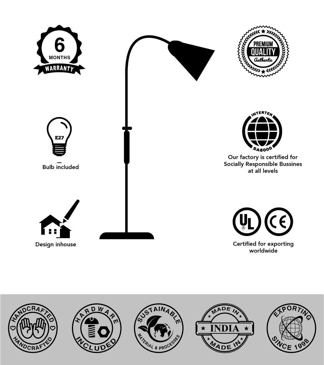 Buy Floor Lamp - Decorative Golden Floor Lamp | Cylindrical Standing Light on Tripod Base For Home by Orange Tree on IKIRU online store