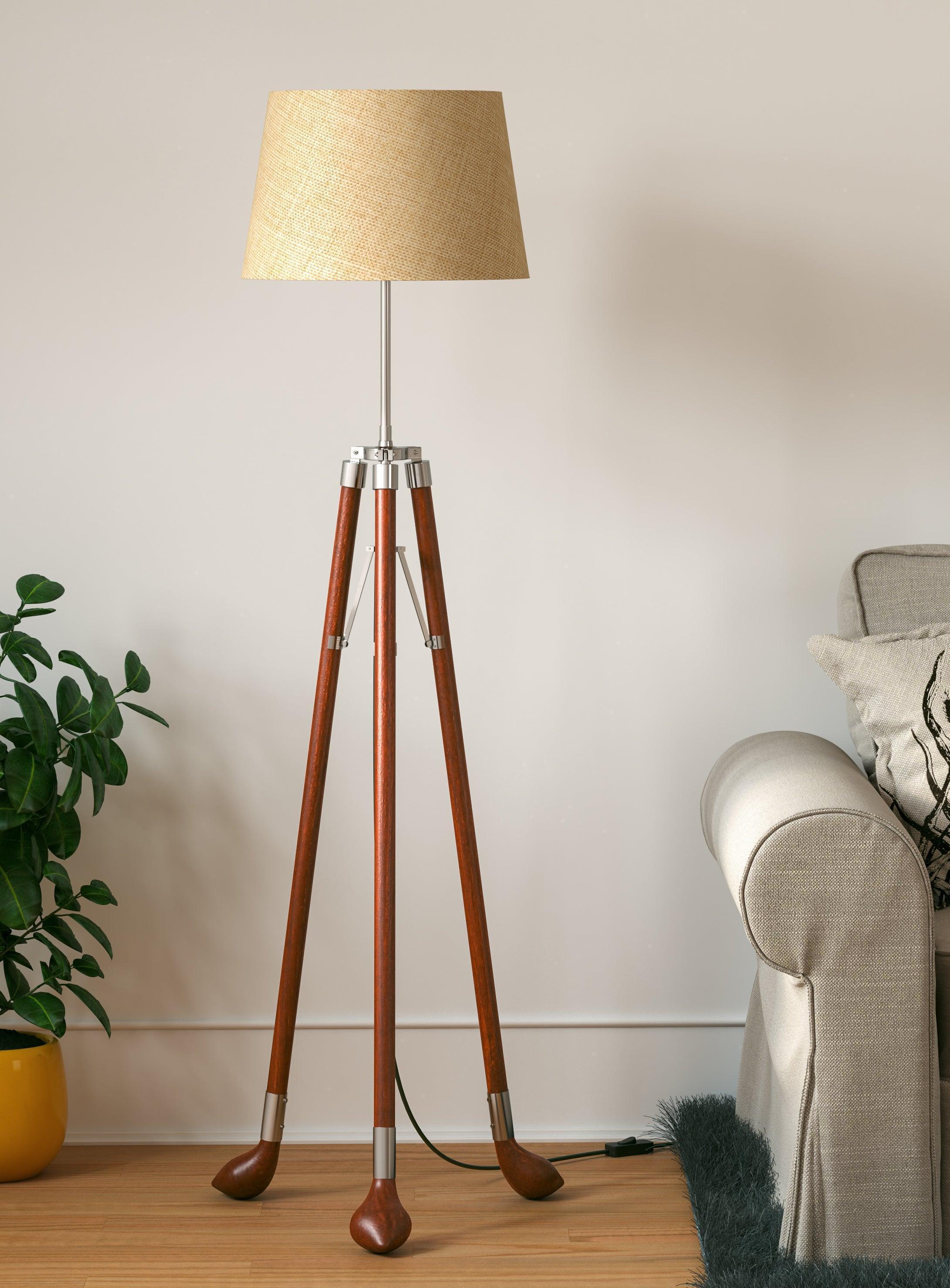 Buy Floor Lamp - Golf Club Legs Wooden Tripod Standing Floor Lamp by KP Lamps Store on IKIRU online store