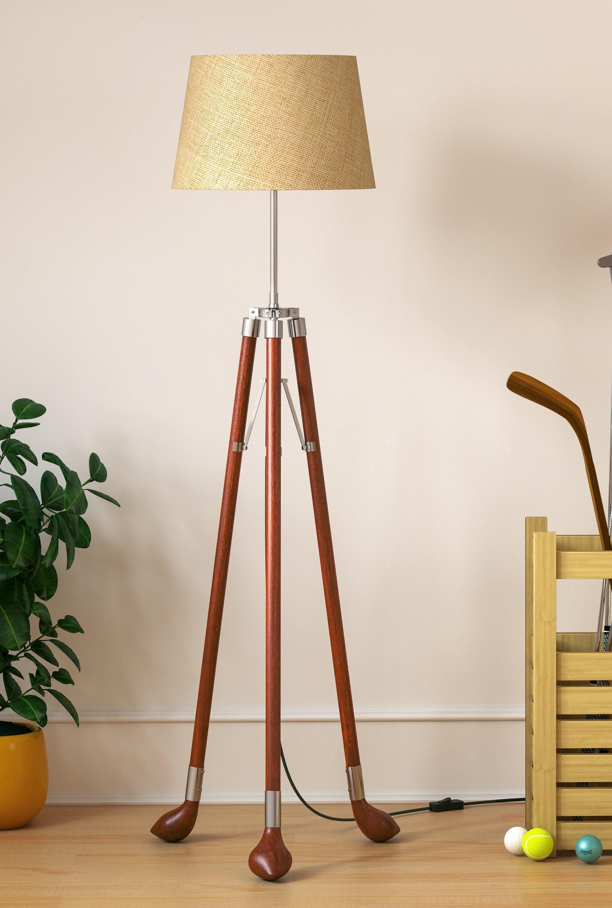Buy Floor Lamp - Golf Club Legs Wooden Tripod Standing Floor Lamp by KP Lamps Store on IKIRU online store