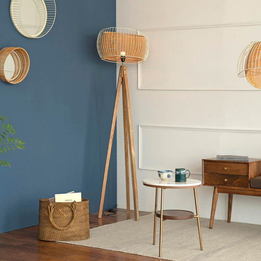 Buy Floor Lamp - Modern Aphro Wooden Floor Light Lamp For Living Room And Home by Orange Tree on IKIRU online store