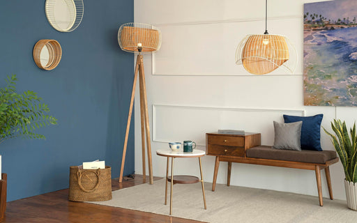 Buy Floor Lamp - Modern Aphro Wooden Floor Light Lamp For Living Room And Home by Orange Tree on IKIRU online store