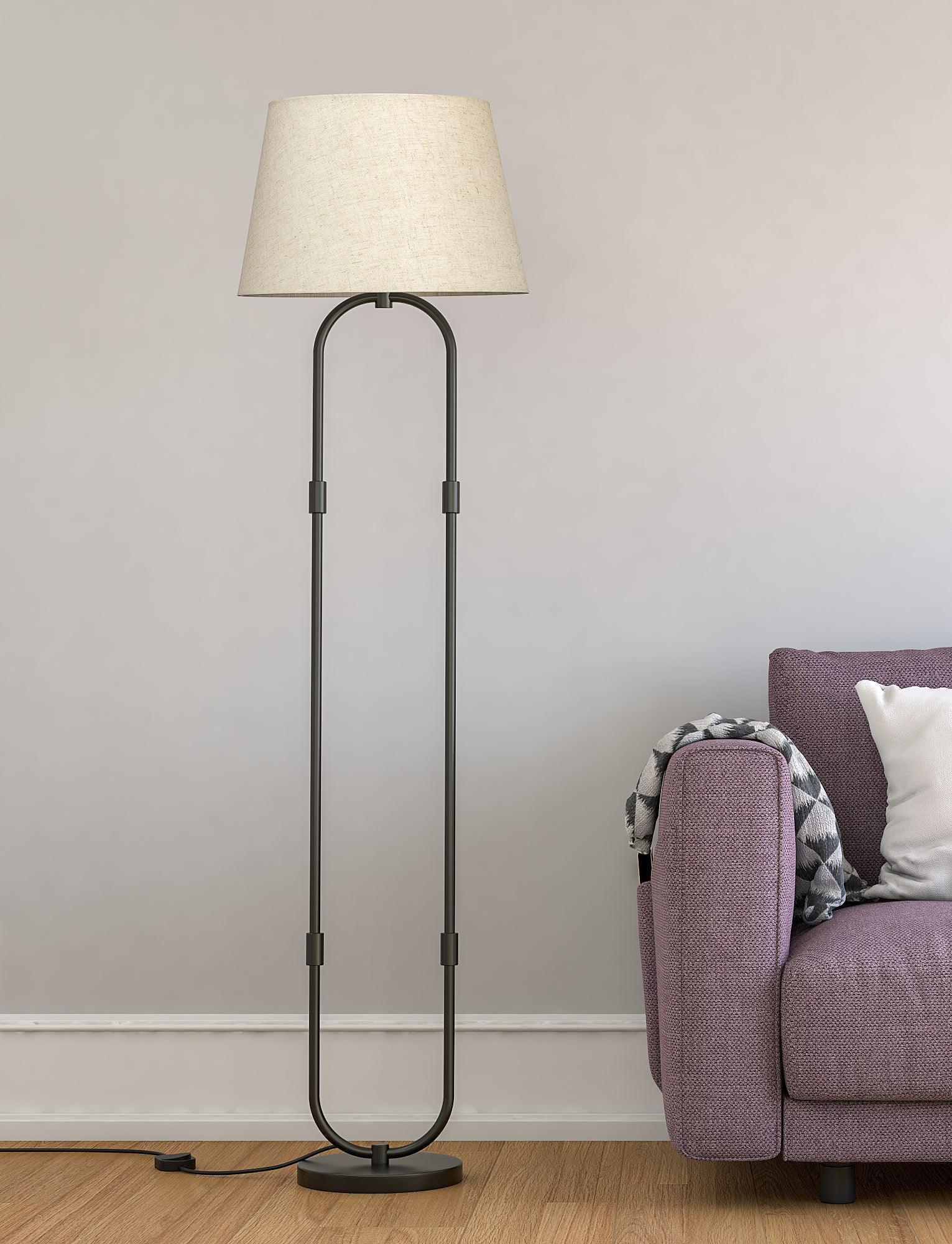 Buy Floor Lamp - Modern Hoop Floor Lamp with Off White Lampshade For Home Decor by KP Lamps Store on IKIRU online store