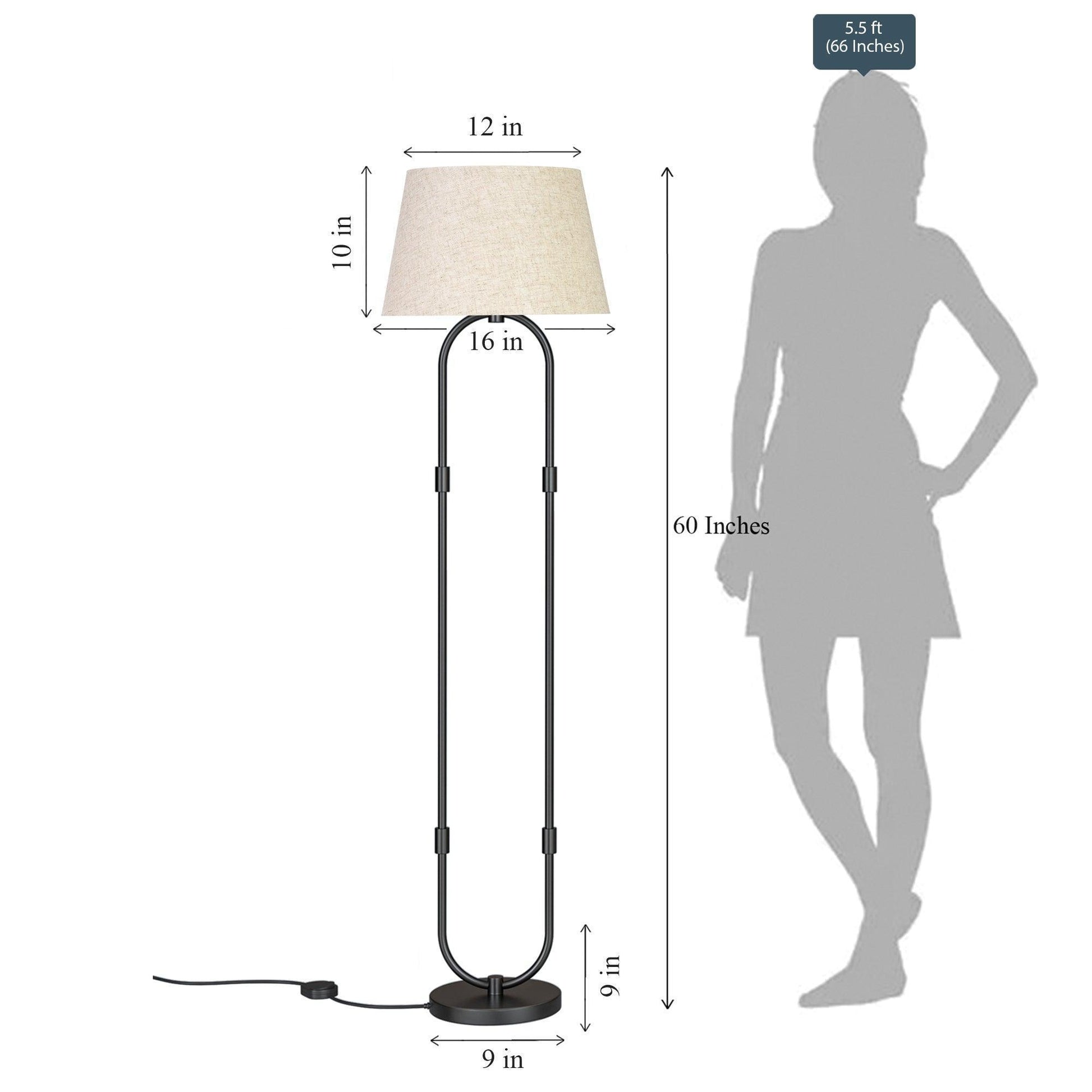 Buy Floor Lamp - Modern Hoop Floor Lamp with Off White Lampshade For Home Decor by KP Lamps Store on IKIRU online store