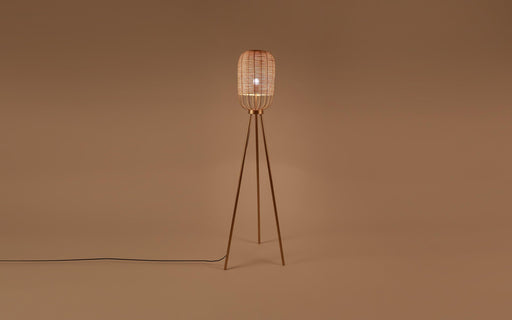 Buy Floor Lamp - Natural Cane & Iron Finish Floor Lamp Light Standing On Tripod For Home Decor by Orange Tree on IKIRU online store