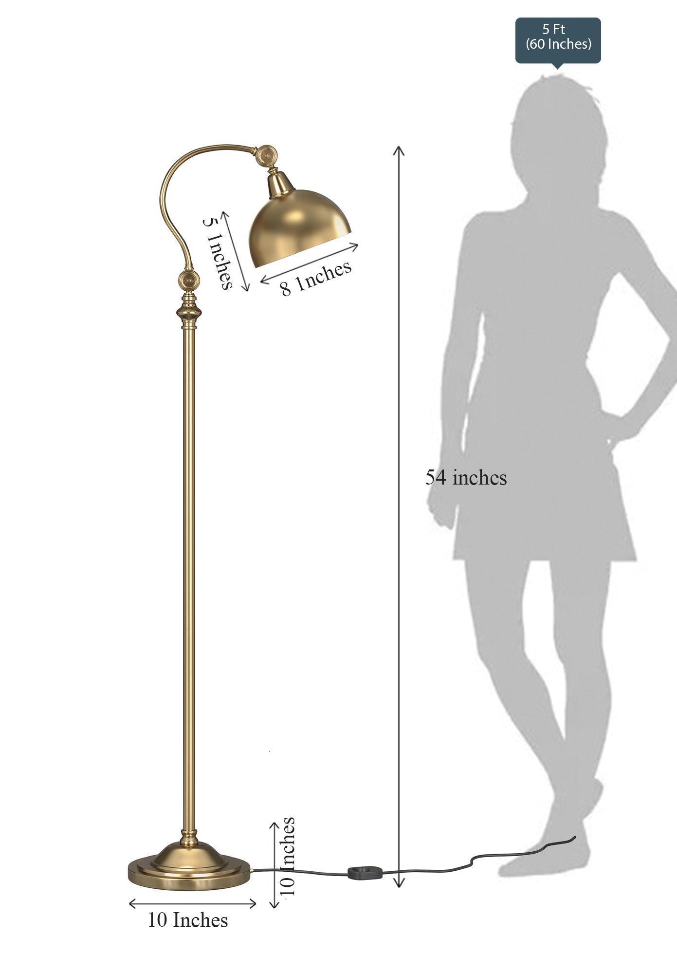 Buy Floor Lamp - Vintage Curved Golden Floor Lamp | Standing Reading Lamp by KP Lamps Store on IKIRU online store