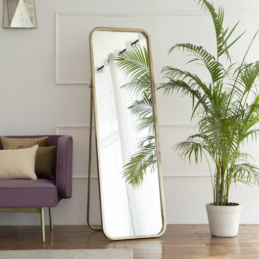 Buy Floor Mirror - Golden Metal Framed Full Length Rectangular Floor Mirror | Standing Mirror For Home by Orange Tree on IKIRU online store